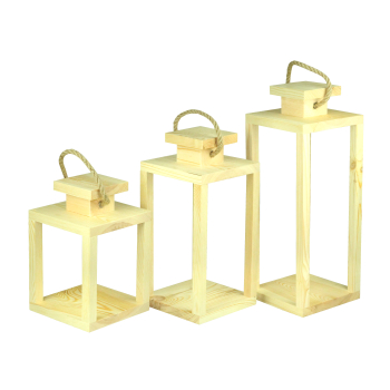 Lampion drewniany Mały LD-1-S Surowy